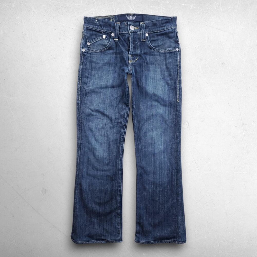 Rock & Republic Henley Bootcut Jeans Men 29 Blue Button Fly Stretch Embroidered
